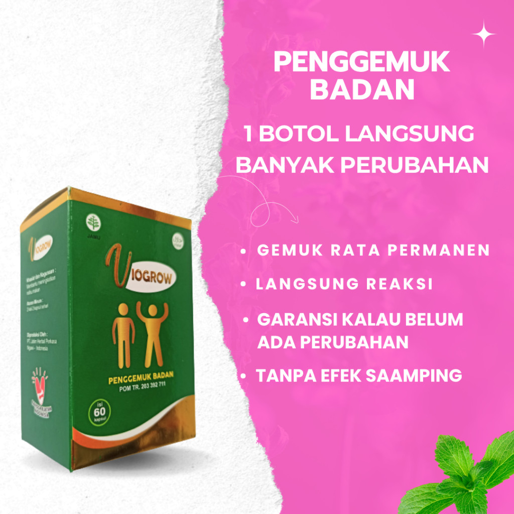 Multivitamin Herbal Suplemen Viogrow Obat gemuk Permanen Penggemuk badan herbal alami serta penambah