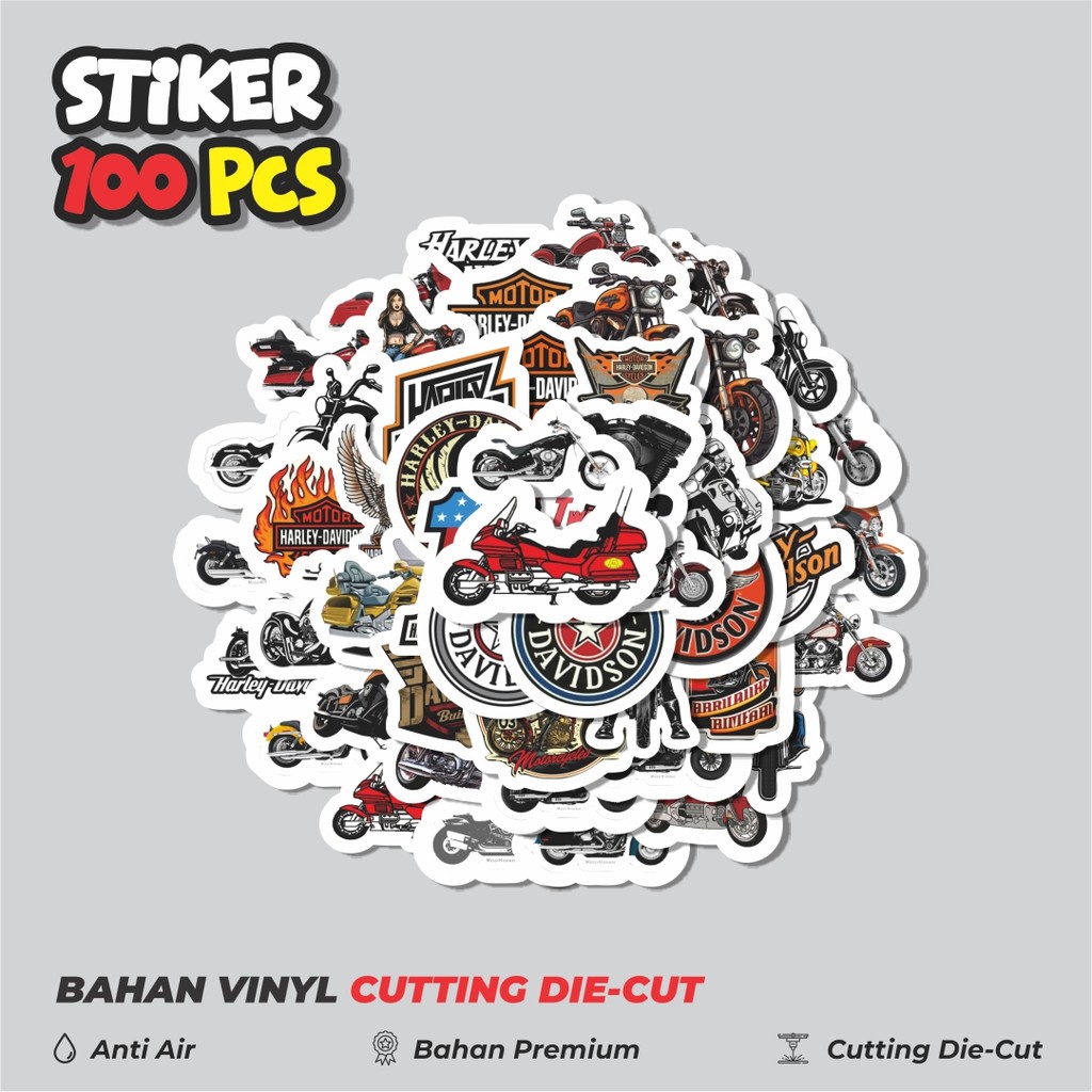 

Terbaru! 50 pcs Stiker Motor Harley Davidson Dekorasi Lucu Kreatif untuk Notebook, Skateboard, HP
