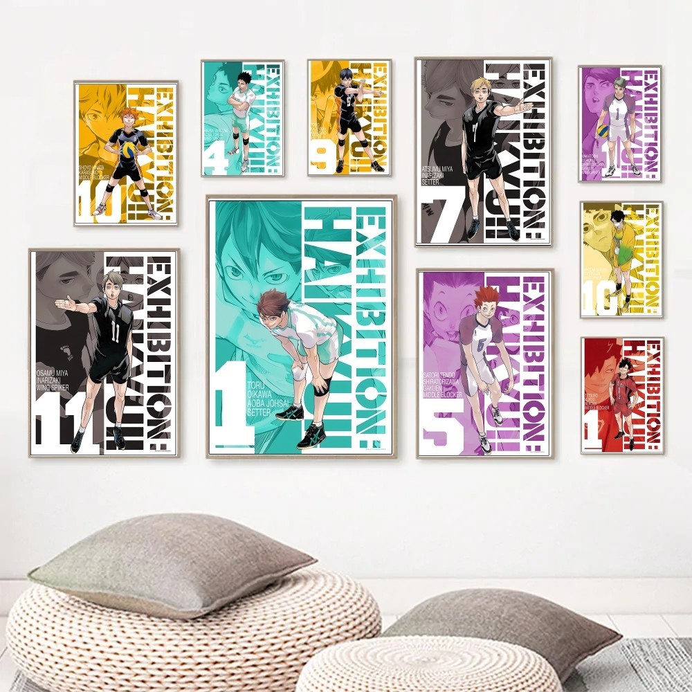 Haikyuu Tokyo Original Art Exhibition Poster Self Adhesive Art Waterproof Paper Sticker Cafe Bar Bed