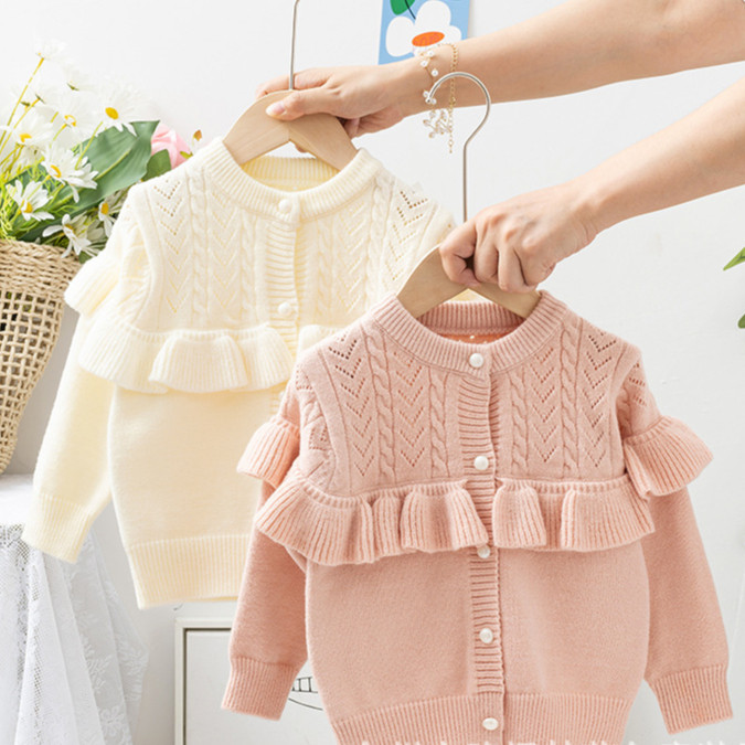 Kardigan Anak Perempuan Tebal  / Sweater Outer Anak Cewek Halus Lembut / Baju Rajut Anak Perempuan M