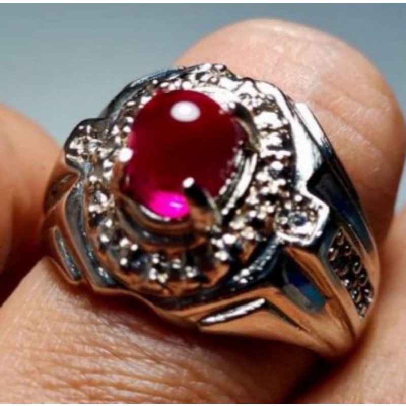 Cincin batu lipan merah siam bulat kualitas top