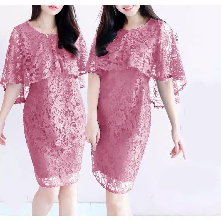 baju dress brukat lengan pendek panjang selutu model terbaru bahan brukat premium adem lapis furing