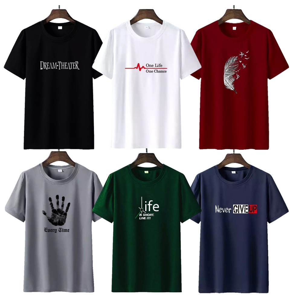 PAKET 100 RIBU DAPAT 6 PCS KOAS PRIA MOTIF RANDOM T-SHIRT PRIA LENGAN PENDEK PAKET USAHA MURAH Baju 