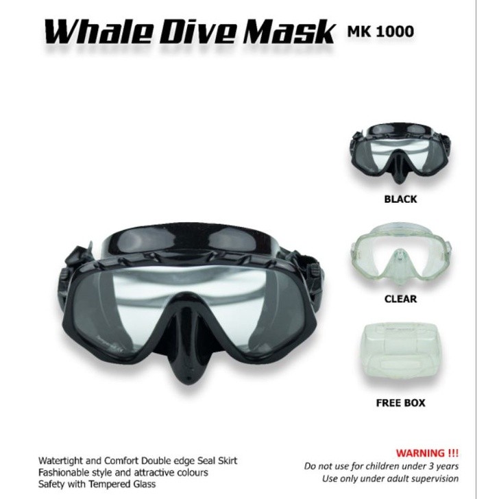 KACAMATA SELAM WHALE MK 1000 || DIVING MASK WHALE MK 1000