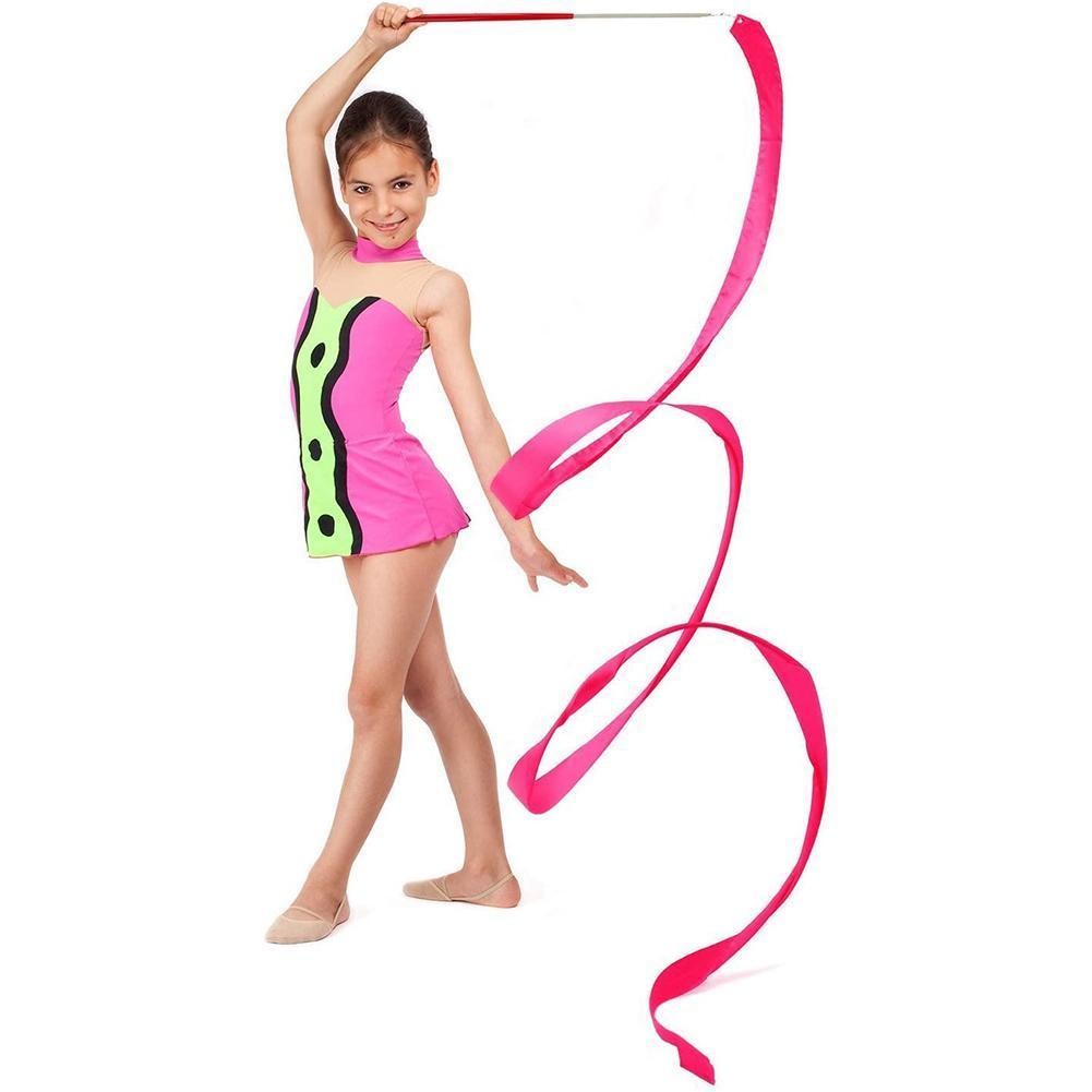 2M/4M Colorful Rythmic Gymnastics Ribbon Dance Ribbon Ballet Rhythmic Rod Gymnastic Training Art Twi