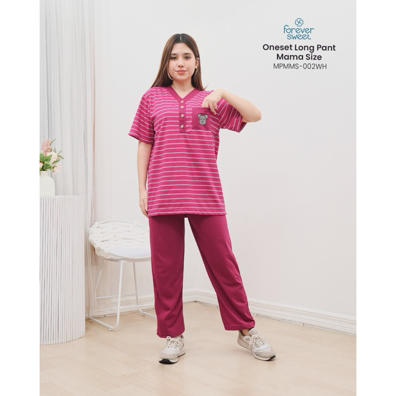 FOREVER SWEET MAMASIZE CP BABYDOLL  BAJU TIDUR LENGAN PENDEK CELANA PANJANG  piyama  Ld 100cm