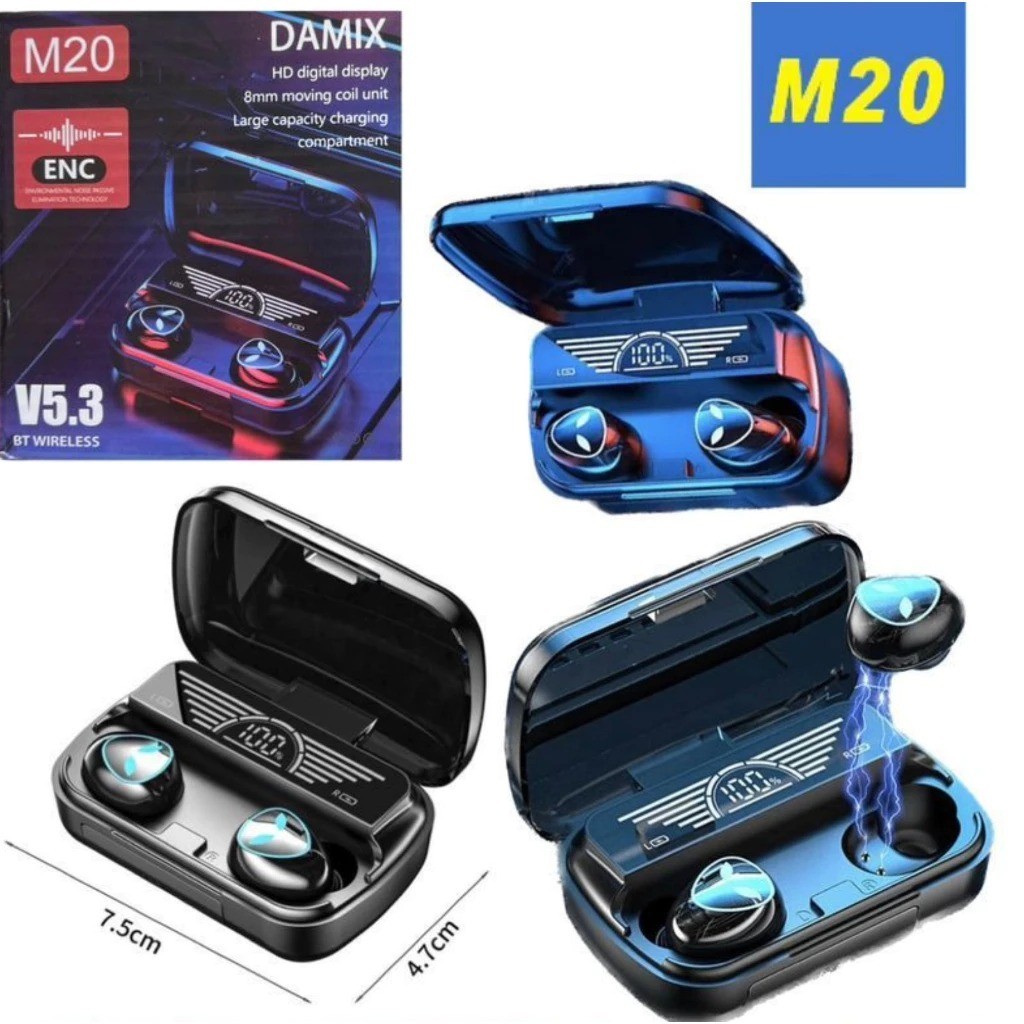 Handsfree Bluetooth TWS M20 + Powerbank BT Wireless V5.3