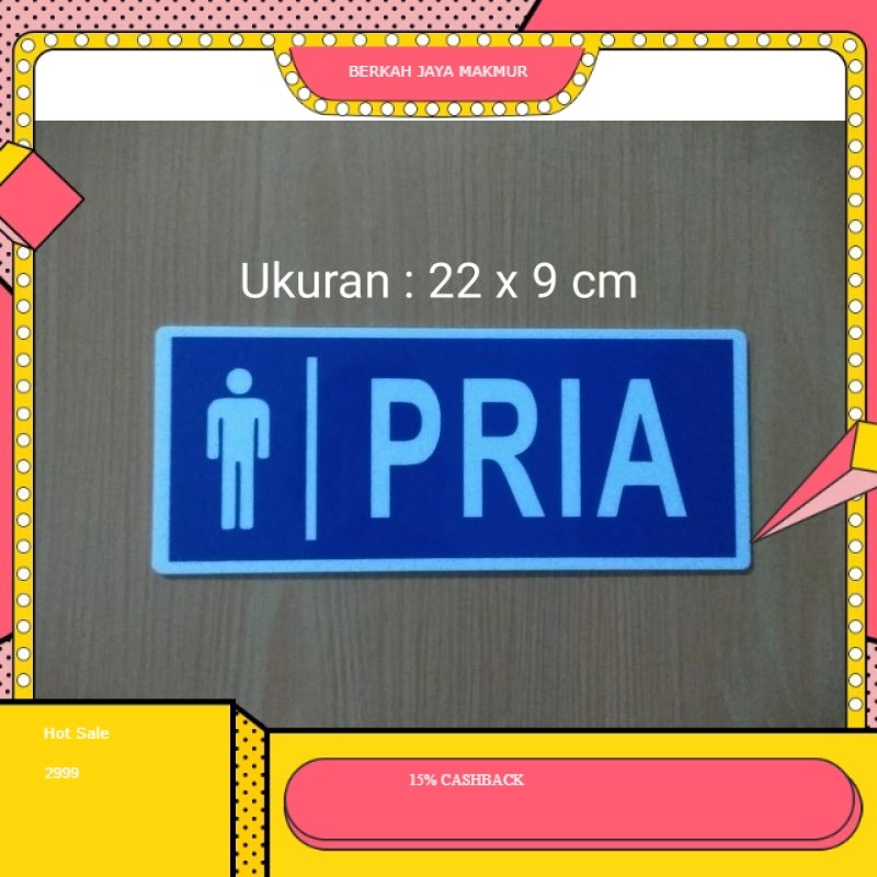 

stiker Sign Label "LOGO PRIA" sticker logo Toilet laki-laki anti air ​​​​​​