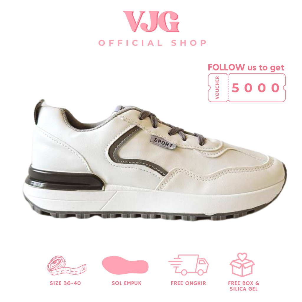 VJG - CLEARANCE SALE Siwon Sepatu Sneakers Sport Kuliah Wanita Ringan Warna Putih /NEW SNEAKERS