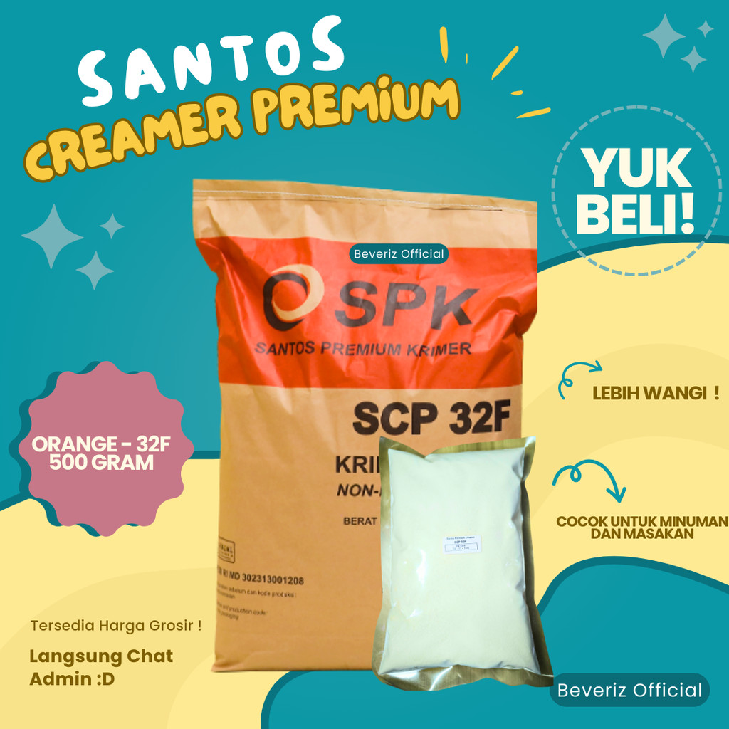 

BEVERIZ Santos Krimer Bubuk Repack 500g |Premium NonDairyCreamer {BISA COD} { Tersedia Harga Grosir}