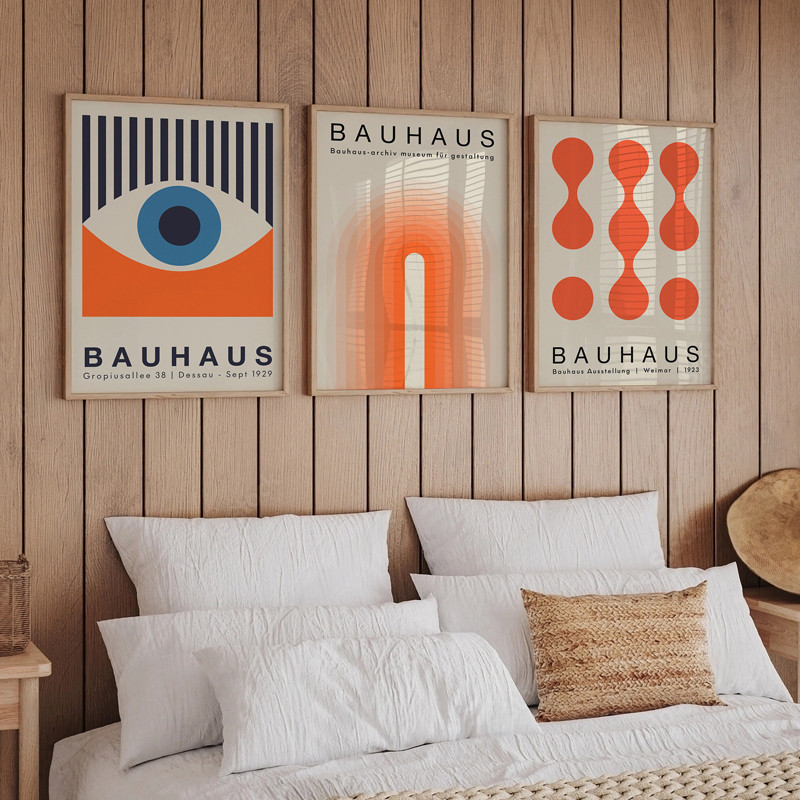 

Bauhaus Orange Abstract Posters And Prints Geometric Retro Wall Art Canvas Painting Mid Century Decor Pictures For Living Room