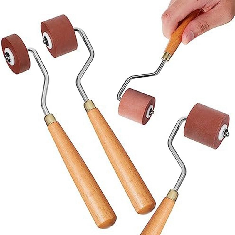 

Printmaking Brayer Rubber Brayer Roller Paint Brush Ink Applicator Art Craft Oil Painting Tool for Printmaking (3Pcs)