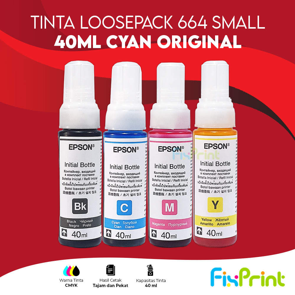 Tinta Printer EPSON L120 ASLI 100% 664 T6641 40ml loosepack 1 satu set