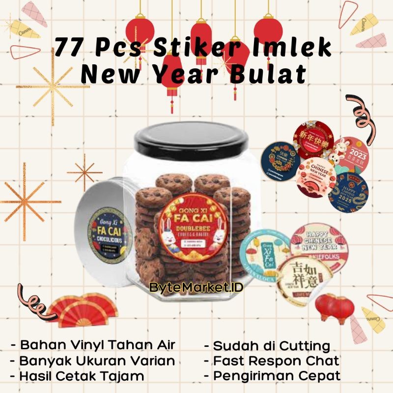 

77 Pcs Stiker Imlek Chinese New Year Bulat