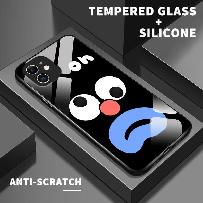 Case For Samsung S21 FE 5G S21 5G S21 Plus S21 Ultra Glass Kaca Slikon Back Cute Strange Expression 