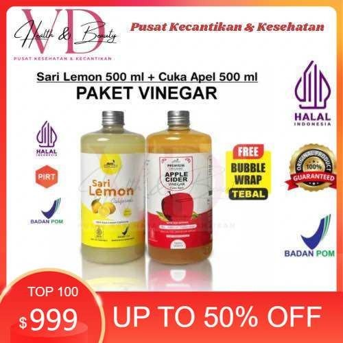

PAKET HEMAT Apple Cider Vinegar | Cuka Apel Premium 500 & Sari Lemon 500 ml - Cuka Apel Premium Organic Original BPOM dan Halal