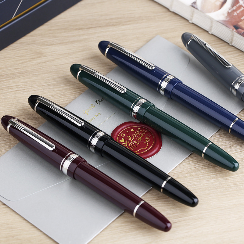 

Majohn P136 Metal Copper Piston Resin Fountain Pen 20 Ink Windows EF/F/M/Flat Nib Office School Supplies Ink Writing Gift Pen