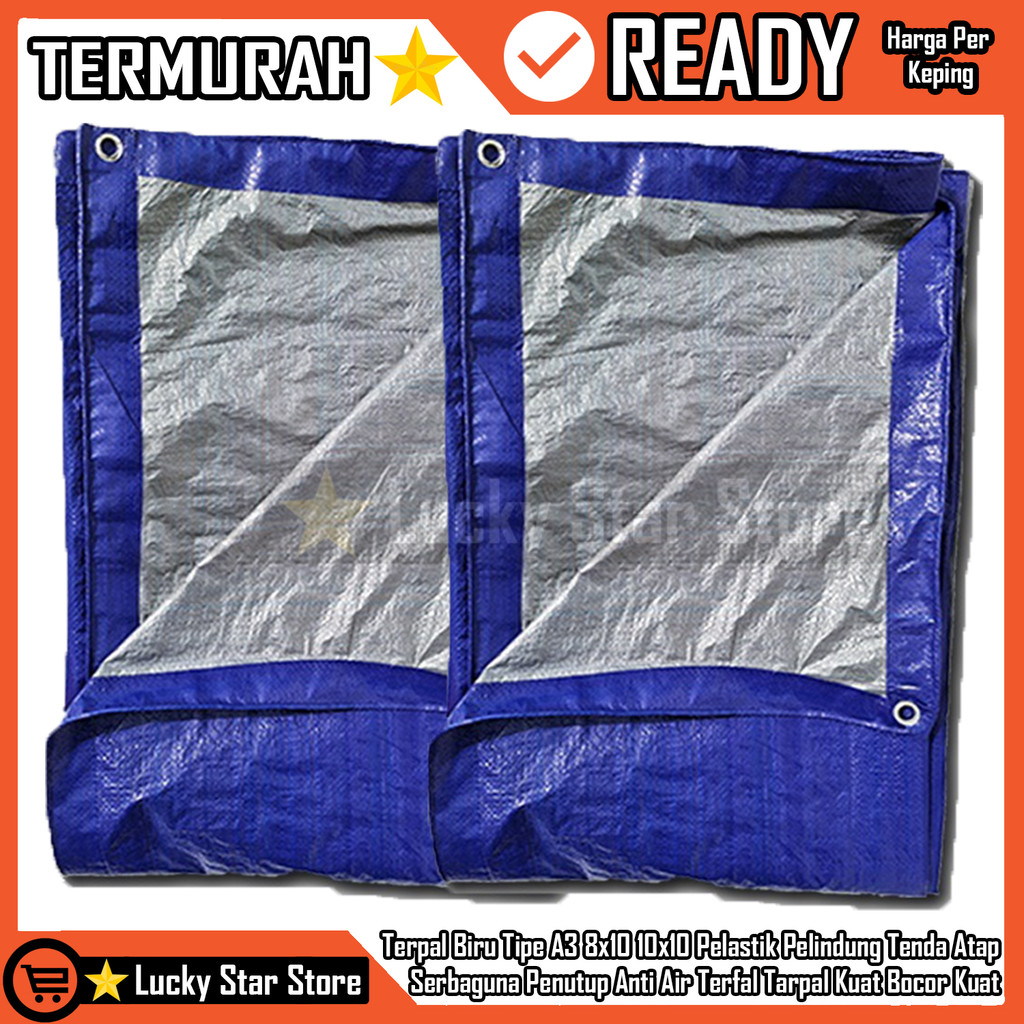 Terpal A3 Ukuran Uk 8x10 10x10 Terfal Alas Kain Tebal Besar Tutup Tarpal Panas Hujan Anti Air Serbag