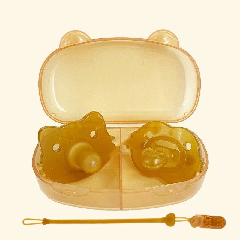 Kompeng bayi Dot bayi putting bayi empeng bayi slikon motif kartun BPA FREE dengan rantai dan Kotak 