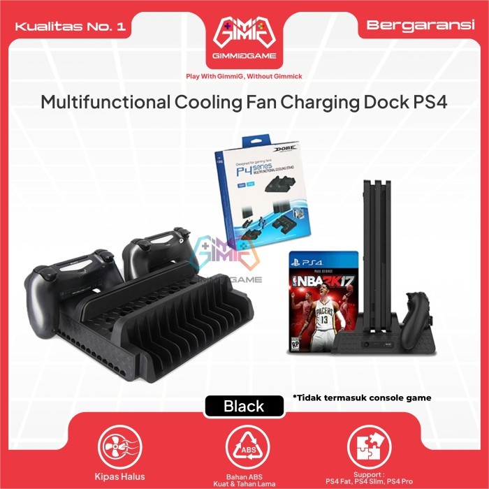 sellersahaju90 - vertical cooling fan charging stand ps4 - kipas pendingin vertikal dengan charging