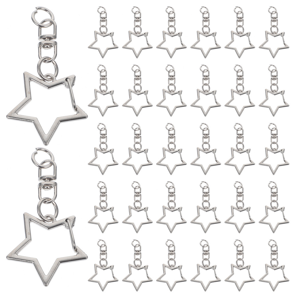 60pcs Keychain Spring Star Shaped Lobster Clasp Pentagram Hanging Keychains DIY Star Shaped Spring K