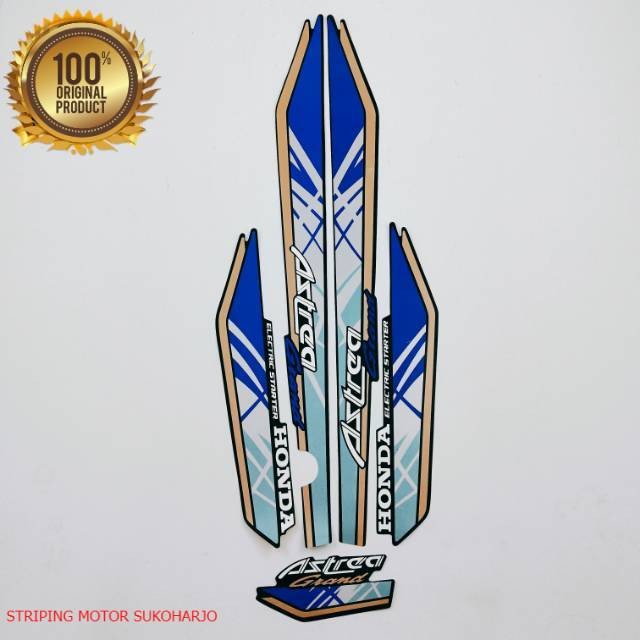 (ORI) STRIPING  HONDA ASTREA GRAND BULUS KAPSUL LIST BODY 1992 1993 biru silver kualitas original