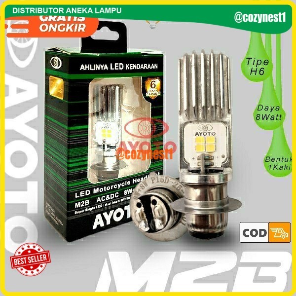 (ALT) Lampu LED Depan Motor Matic Bebek AYOTO ORIGINAL M2B AC DC PNP Bright - M2B PRO PUTIH