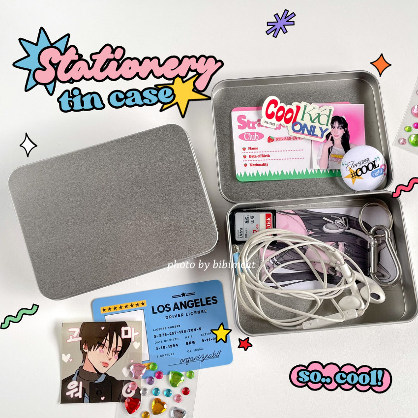 

Bibimcat - Stationery Tin Case Engsel Multifungsi Photocard / Kotak Box Kaleng Deco Serbaguna