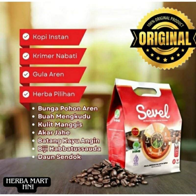 

Kopi 7 Elemen HNI HPAi KOPI SEVEL (Kopi Stamina) 10 dan 20 SACHET