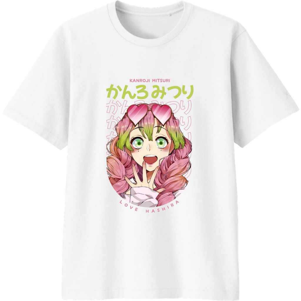 Kaos Atasan Wanita T Shirt Cewek Kaos Wibu Kaos Demon Slayer Mitsuri Kanjori combed 24s White Tee