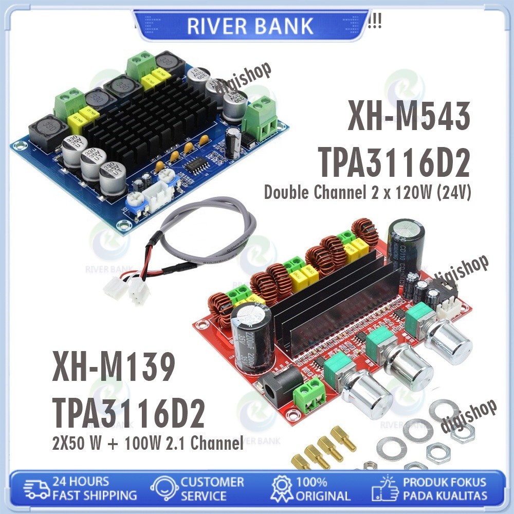 M139 M543 Kit Power Amplifier Class D TPA3116D2 2x50W+100W 2x120W Stereo Subwoofer XH-M139 XH-M543 X