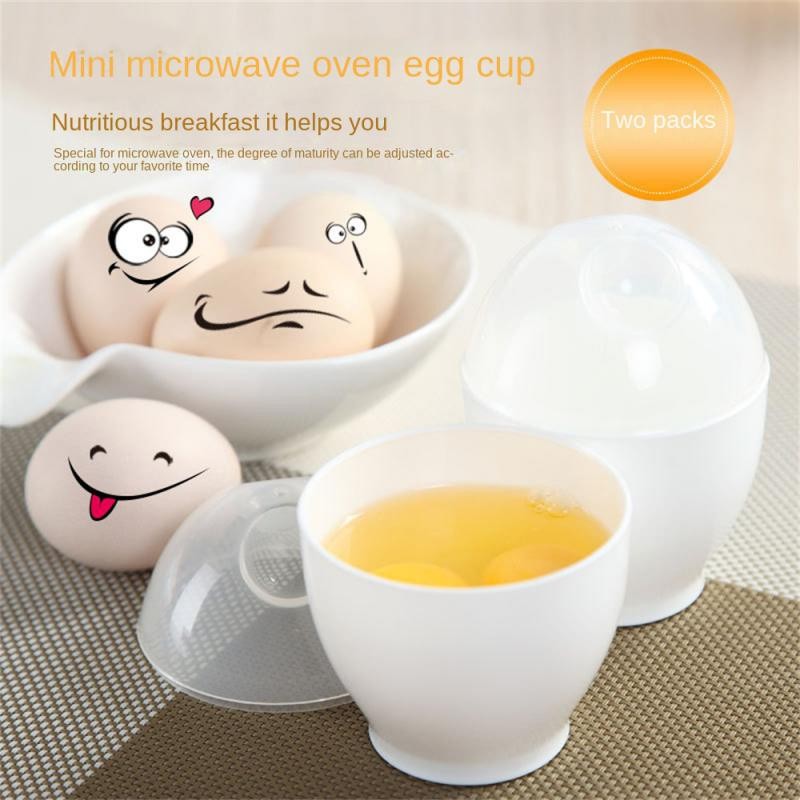 2pcs Steamed Egg Cup Microwave Egg Cooker Cup Silicone Poachers Non-Stick Egg Cooker Divider Boiled 