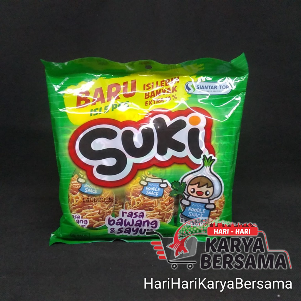 

MAKANAN RINGAN SIANTAR TOP SNACK SUKI RASA BAWANG & SAYUR 5'S X 12GR