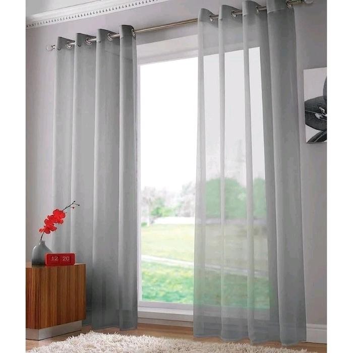 Promo Vitrase Gorden jendela Warna abu Tirai Lapisan Hordeng model Ring Dan Cantolan kawat plisket D