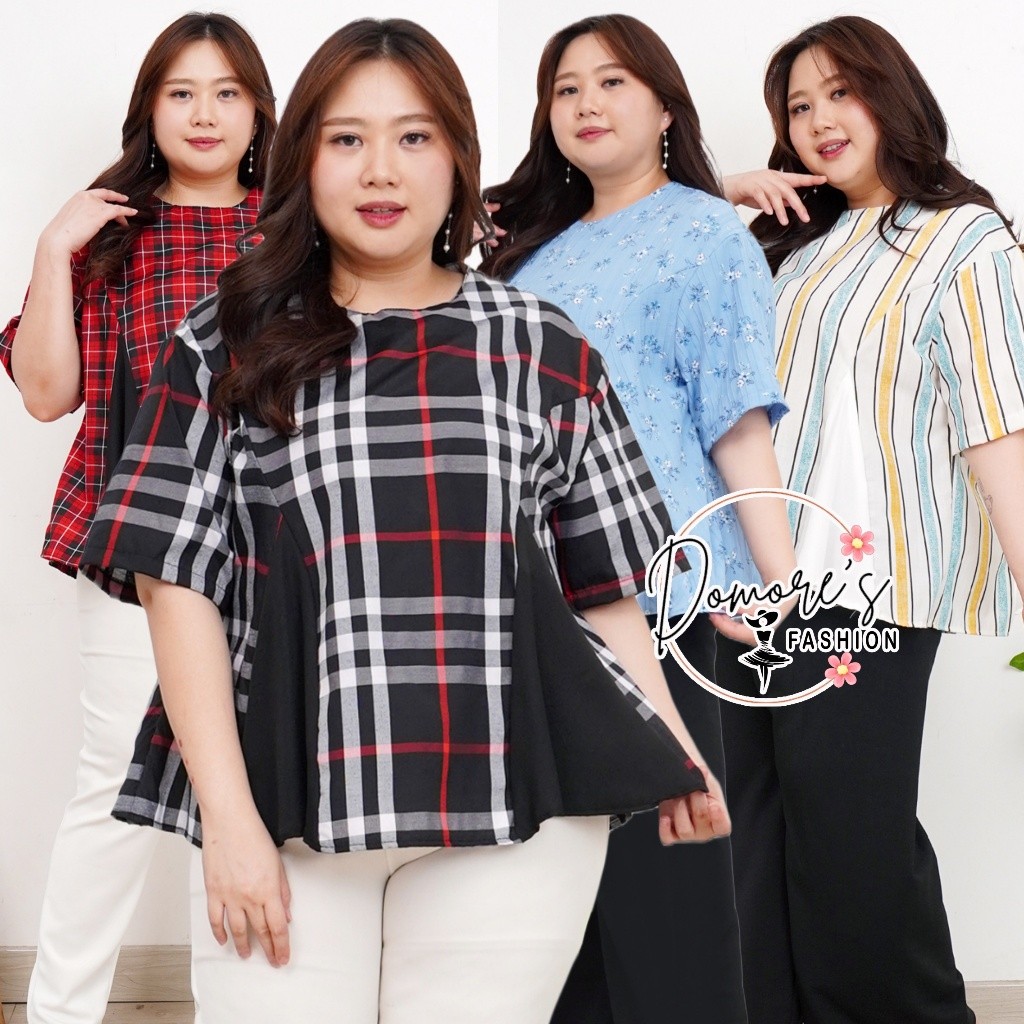 ABELZ.ID Domore Baju Atasan Wanita Kantor Motif Ld 130 Blouse Wanita Bigsize Atasan Jumbo Kotak Keki