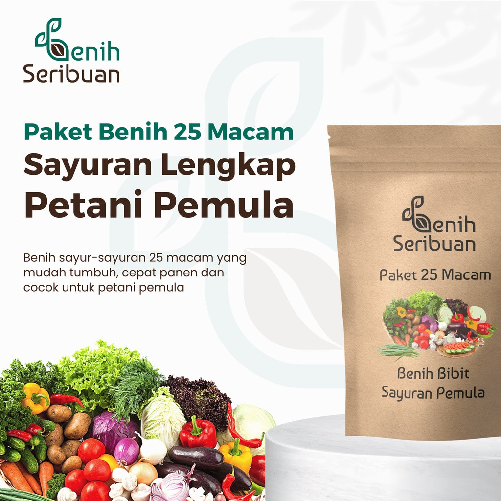Benih Seribuan - Paket Lengkap 25 Macam Benih Sayur Sayuran Pemula