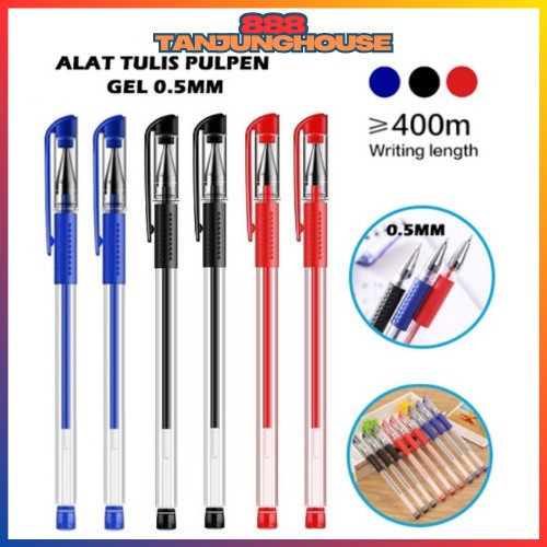 

TJH Pulpen Gel Ink 0.5Mm Alat Tulis Kantor Sekolah Pena Pen Tinta Cair Standart Warna Merah Hitam Biru SS006