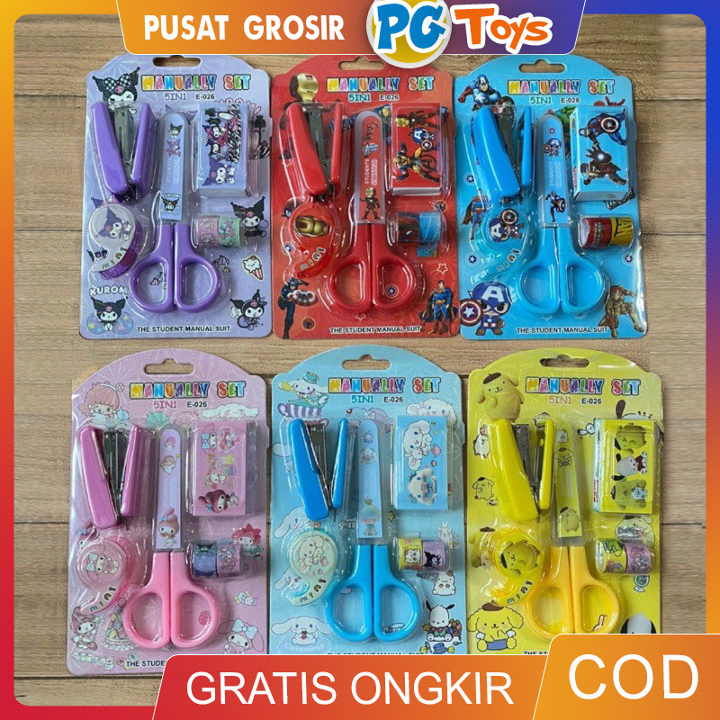 

PGTOYS Set 5in1 Alat Tulis Gunting Karakter Ironman Captain America