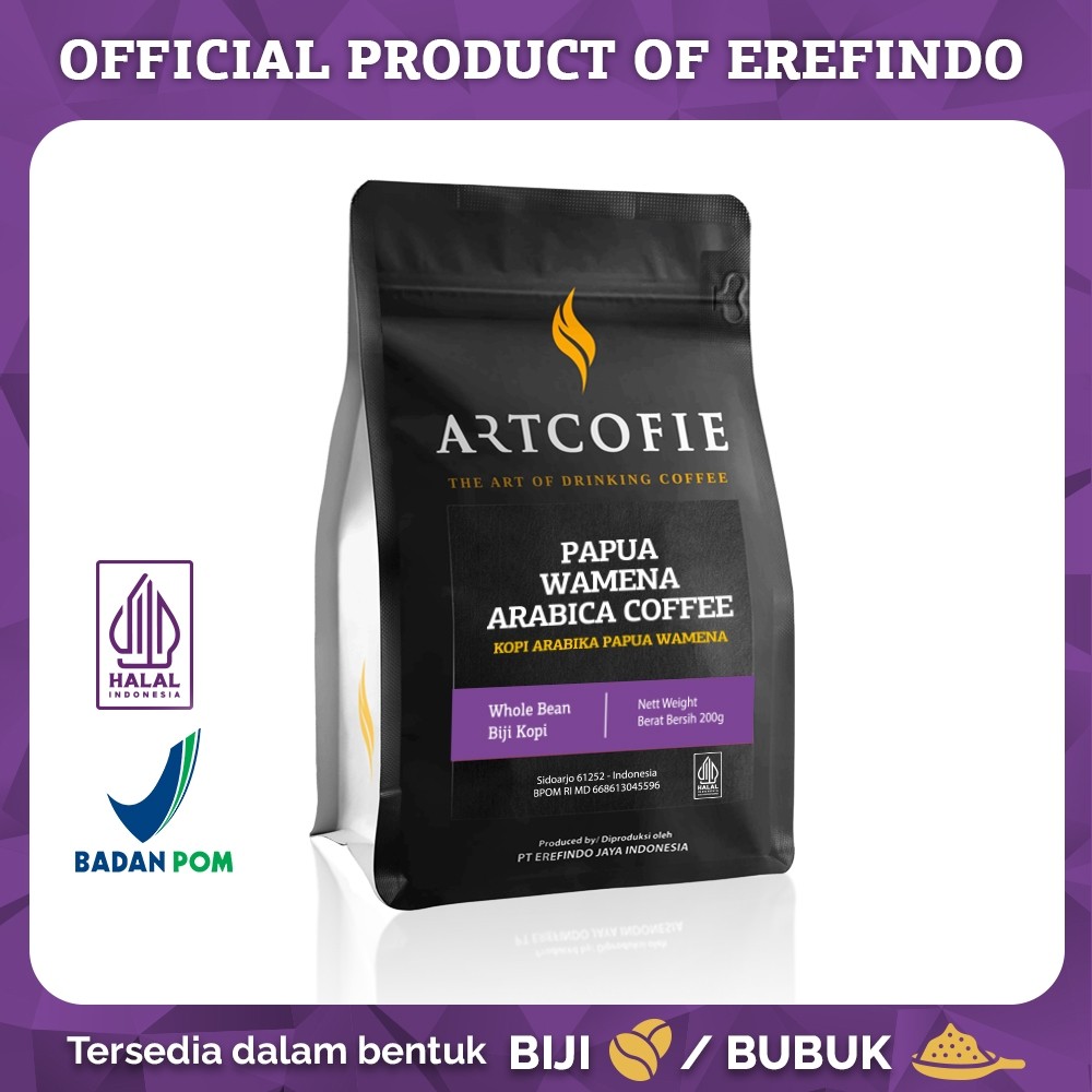 

Artcofie Kopi Papua Wamena Arabica Pouch Biji / Bubuk 200gr