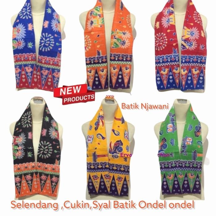 Selendang Batik Ondel ondel Betawi | syal Batik | Cukin | Sorban kain - random