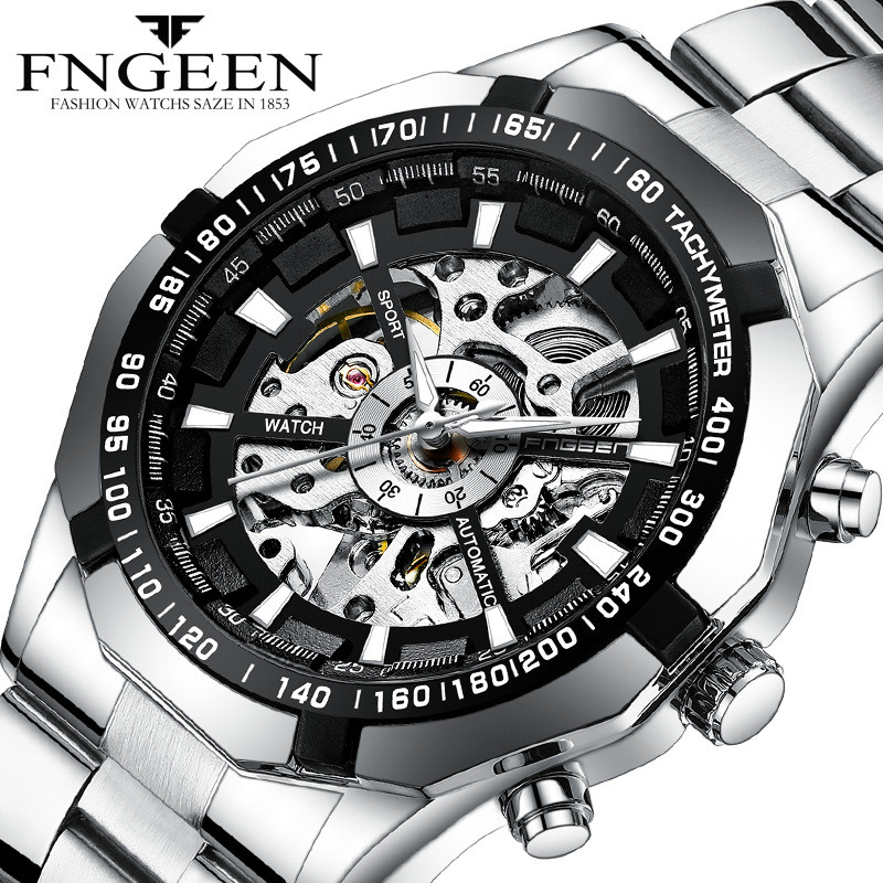 Jam Tangan Original Fngeen A001 Anti Automatic Air Silver Import Otomatis Mekanik Perak Keren