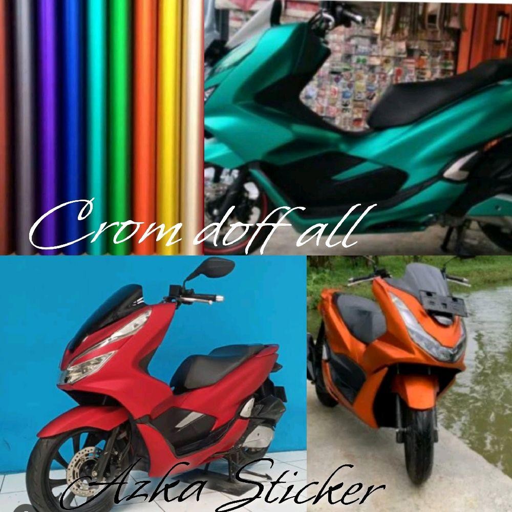 Skotlet motor crom doff merah setiker sekotlet motor crom dof metalik orens warna satin biru stiker 