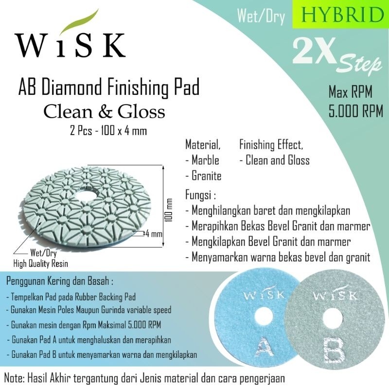 pengkilap pinggul granit, Diamond pad poles pinggul granit, Wisk AB Diamond Finishing Pad, mata geri