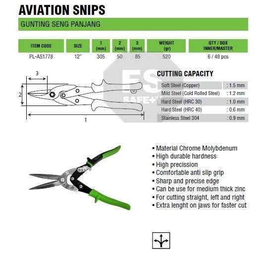 

Tekiro Gunting Seng Baja Dahan Bengkok Lurus Multifungsi Multifunction - G.Seng 10inch Sale
