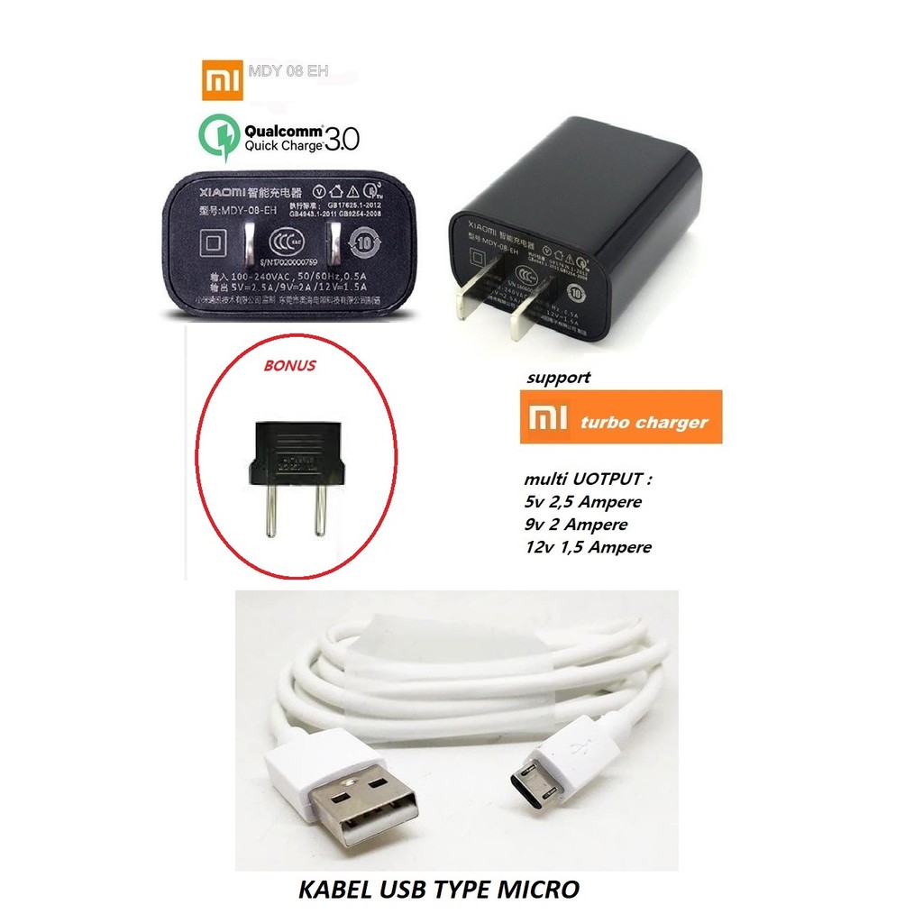 Usb micro kabel & adaptor  charger xiaomi redmi 9C - redmi 9C NFC