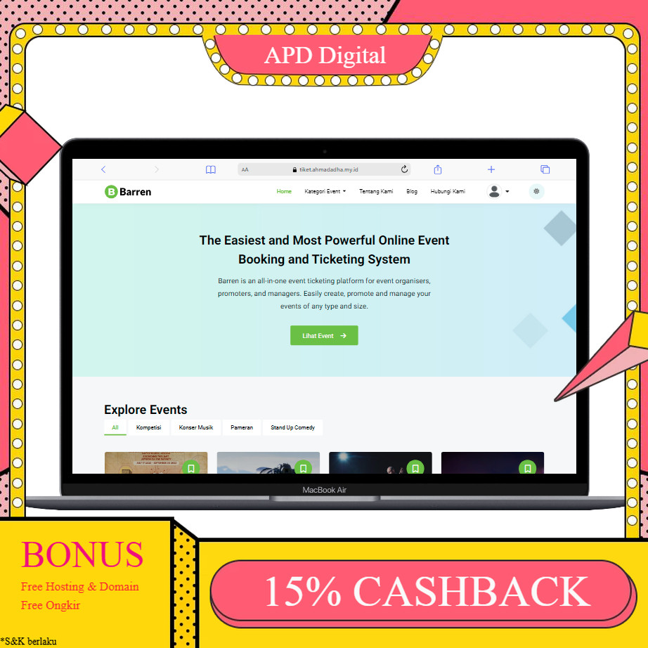 SOURCE CODE TIKET EVENT DENGAN NOTIF WA GATEWAY APD