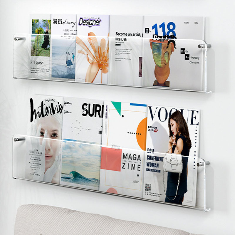 

2pcs Acrylic Newspapers Book Magazine Cd Children's Picture Mounted Decoration Shef Records Rack Decoration Wall Storage