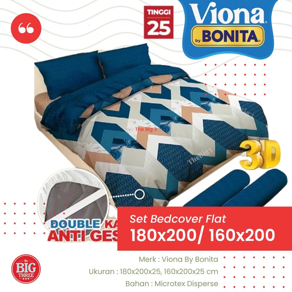 

Viona By Bonita Set Bedcover + Sprei Tinggi 25 Cm 180x200 / 160x200 Bunga Minimalis - BC TBT