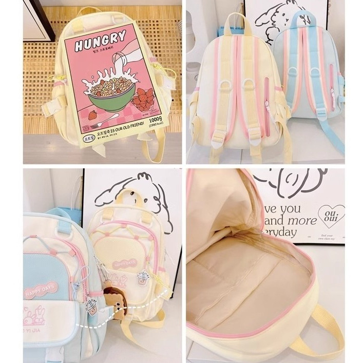 Tas Lucu [Penjual Lokal] Tas Ransel tahan air Lucu Wanita Bentrok Yang Tas Ransel Gaya Perguruan