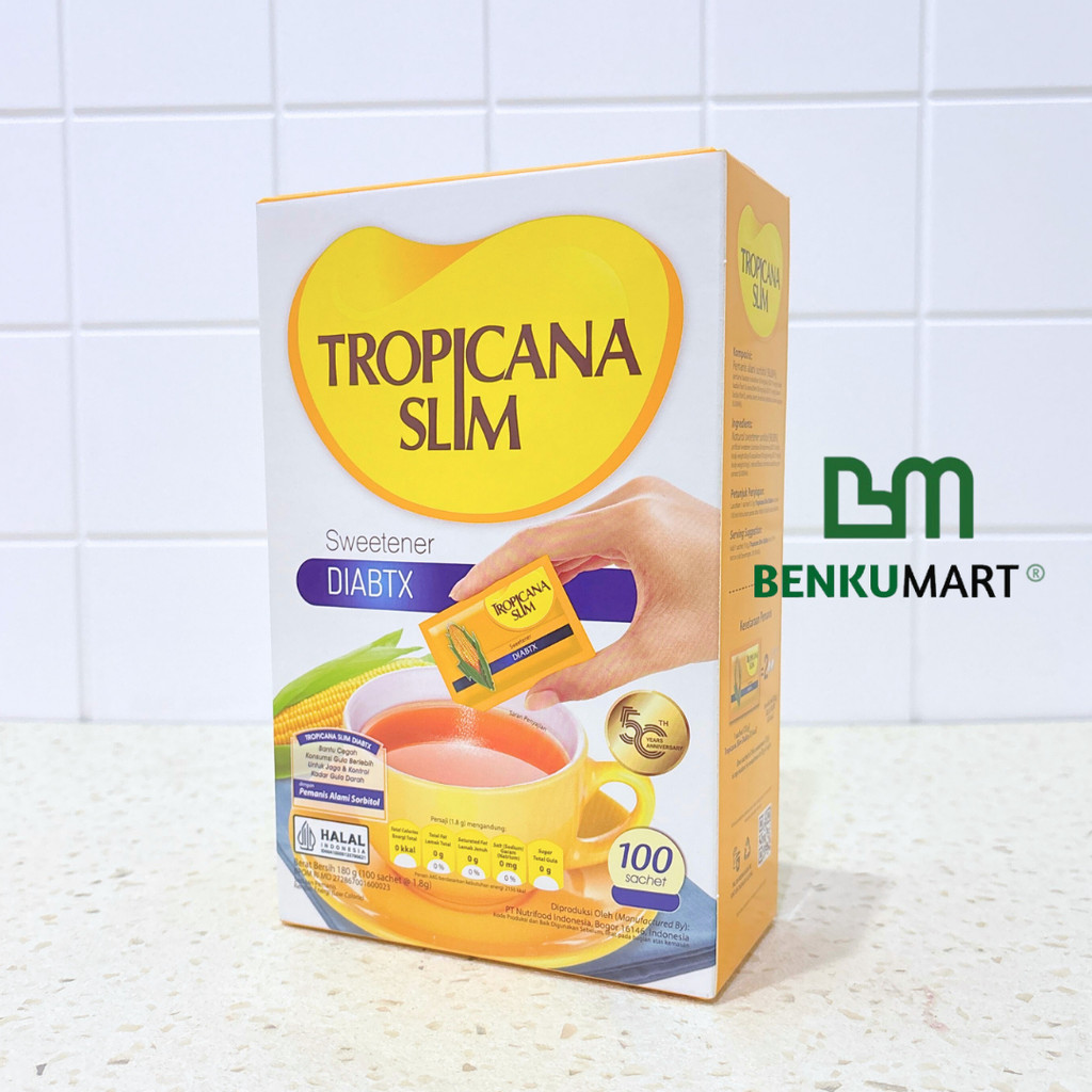 

Tropicana Slim Sweetener Diabtx 100 Sachet x 2 gram (200 gr) - Pemanis untuk Diabetesi